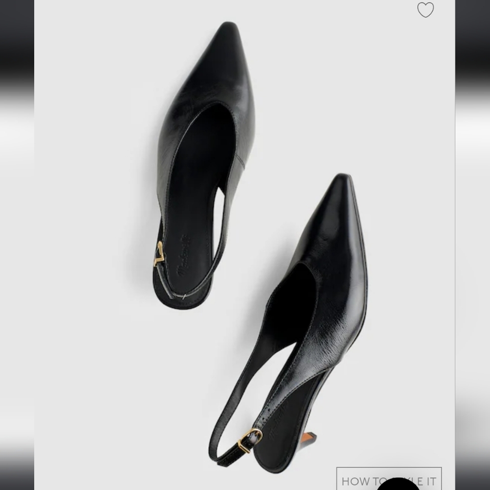 Madewell Emilie Slingback Heels True Black Leather 9 Sling Shoes
